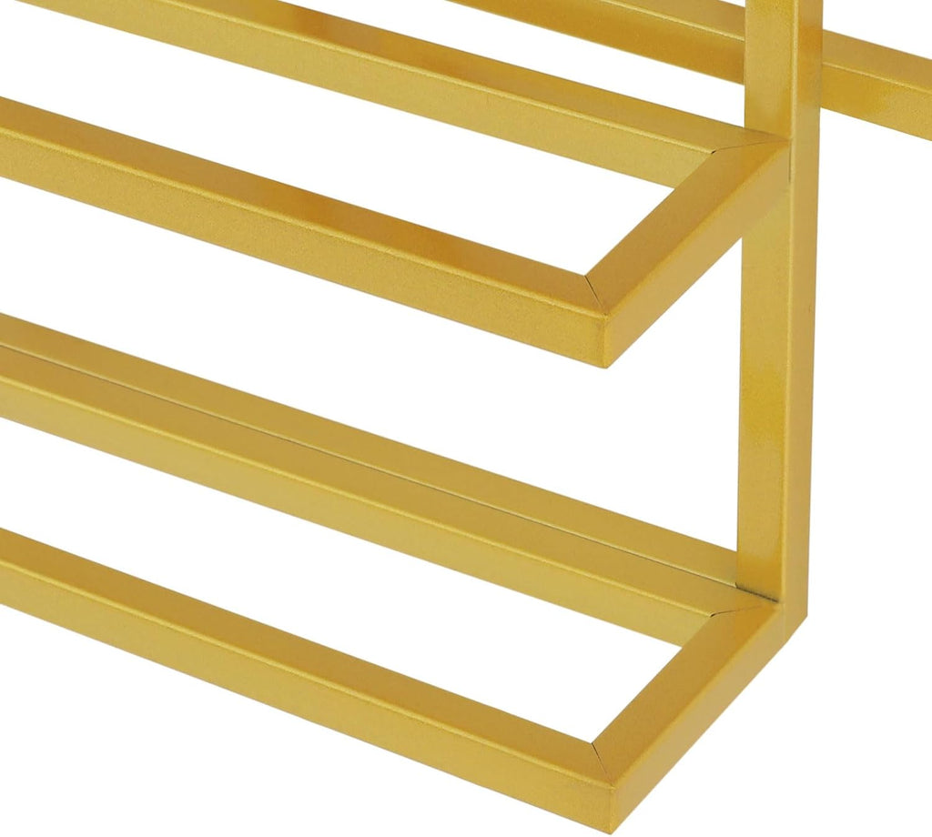 Modern Wall Mounted Wine Rack, Geometric Gold Steel Wine Storage Shelf with 8 Bottles Capacity, Home Decoration for Home Bars, Living Room, Kitchens, Restaurants
