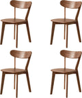 YESWOOD Oak Dining Chairs Set of 4, 100% Solid Wood Kitchen Chairs with Curved Backrest, Mid Century Modern & Farmhouse Side Chairs for Dining Room, Living Room, Study, Walnut