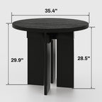 35.4" Round Dining Table for 4, Modern Wood Kitchen Table with 4 Sturdy Table Legs Farmhouse Circle Dinner Tables for Leisure, Coffee, Kitchen, Dining Room φ35.4" x 29.9"H, Black