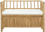 Bamboo Garden Storage Bench 110 x 47 x 80 cm, Natural Finish with Hidden Storage Compartment, Post Leg Design for Stability, Indoor Outdoor Use, Easy Assembly Required