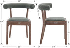 Kmax Dining Room Chairs, Mid-Century Modern PU Kitchen Chairs with Natural Walnut Finished Frame, PU Curved Back, Set of 2, Green
