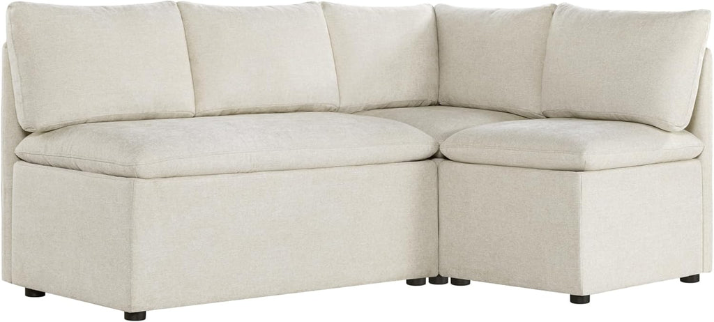 CHITA Breakfast Nook Bench with Storage, Upholstered Dining Bench with Back, Corner Kitchen & Dining Banquette Seating Nook, Dining Settee, L Shaped 4 Seats, Fabric in Linen