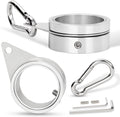 1.5" Flag Pole Rings, 2 Pcs Aluminum Alloy Spinning Flag Pole Ring Clips Swivels, 360° Rotating Anti Wrap Flagpole Ring Hardware with Stainless Steel Carabiners for 1.26-1.5" Diameter