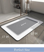 MontVoo-Bath Mat-Bathroom Mat Rug Non Slip Super Absorbent Stain Resistant Quick Dry Thin Bath Rug-Bath Mats for Bathroom Floor Bathtub Vanity-Bathmat Bath Rug Easy Care-17"x27" Grey