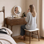 Vanity Desk, Solid Rubberwood Dressing Table, Study Desk and Vanity Table for Bedroom, 18" D x 29" W x 32" H (NO Mirror and NO Stool, only Vanity Desk)