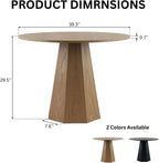 39" Farmhouse Walnut Dining Table, Small Wood Round Dinner Table for 4, Rustic Round Dining Room & Kitchen Table for Home Office Dining Room Living Room Apartment, Walnut