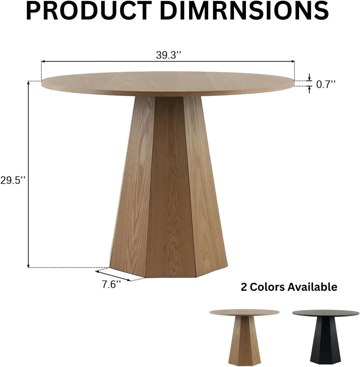 39" Farmhouse Walnut Dining Table, Small Wood Round Dinner Table for 4, Rustic Round Dining Room & Kitchen Table for Home Office Dining Room Living Room Apartment, Walnut
