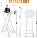 Folding Stool, White 24 Inch Foldable Bar Stool with Handle | Portable Seat, 500 lbs Capacity, Non-Slip Feet, Space-Saving for Guitar, Workbench, Kitchen Island, Outdoor, Party(1 Pack)