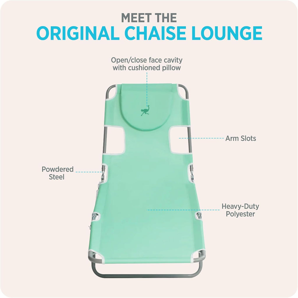 Ostrich The Original Chaise Lounge 72 x 22 Inch Portable Reclining Lounger