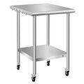 Stainless Steel Table with Wheels, 24 x 24 Inch Stainless Table for Prep & Work, Commercial NSF Steel Metal Table for Restaurant Kitchen Hotel Garage