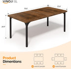 VINGLI 70.8" Farmhouse Dining Table for 6-8 People, Large Rustic Wooden Kitchen & Dining Room Table, Heavy Duty Dinner Table for Family Gatherings, Home Office, Apartment, Rustic Brown