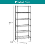 PayLessHere 6-Shelf Adjustable Standing Shelf Storage Shelf Wire Shelving Unit Metal Shelves Unit Shelving 13" W X 23D X 59 "H,Black