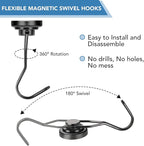 DIYMAG Swivel Swing Magnetic Hooks,Black Strong Heavy Duty Neodymium Magnet Hooks - Great for Your Refrigerator and Other Magnetic Surfaces