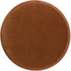 Edward Round Ottoman, Performance Velvet Ottoman, Burnt Orange Footrest with Bullion Fringe, 17.5 Inch Upholstered Seat and Accent Table for Living Room, Bedroom, Entryway