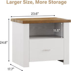 4ever2buy 23” Nightstand with Storage, Large Bedside Table End Table with Drawer, Wide Night Stand End Table for Bedroom Living Room, White