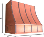 CT Copper Tailor Sloped Copper Vent Hood Island Mount,48'' W,36''H, 1150 CFM Exhaust Fan,Stainless Steel Vent,LED Light,Dishwasher-Safe Baffle Filters,VH8TR1