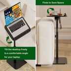 Adjustable End Table for Couch, 360° Swivel C Shaped Side Table with Height Adjustment, Sofa & Bedside Table for Laptop Use, Working & Reading, TV Tray Alternative, Space Saving, Gift for Home