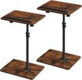MAHANCRIS Set of 2 TV Tray Table, Height Adjustable TV Trays with 360° Swivel, Space-Saving Side Table for Couch, Multi-Functional Sofa Table with Anti-Slip Bar, Bedside, Rustic Brown ETRB4501S2
