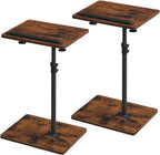 MAHANCRIS Set of 2 TV Tray Table, Height Adjustable TV Trays with 360° Swivel, Space-Saving Side Table for Couch, Multi-Functional Sofa Table with Anti-Slip Bar, Bedside, Rustic Brown ETRB4501S2