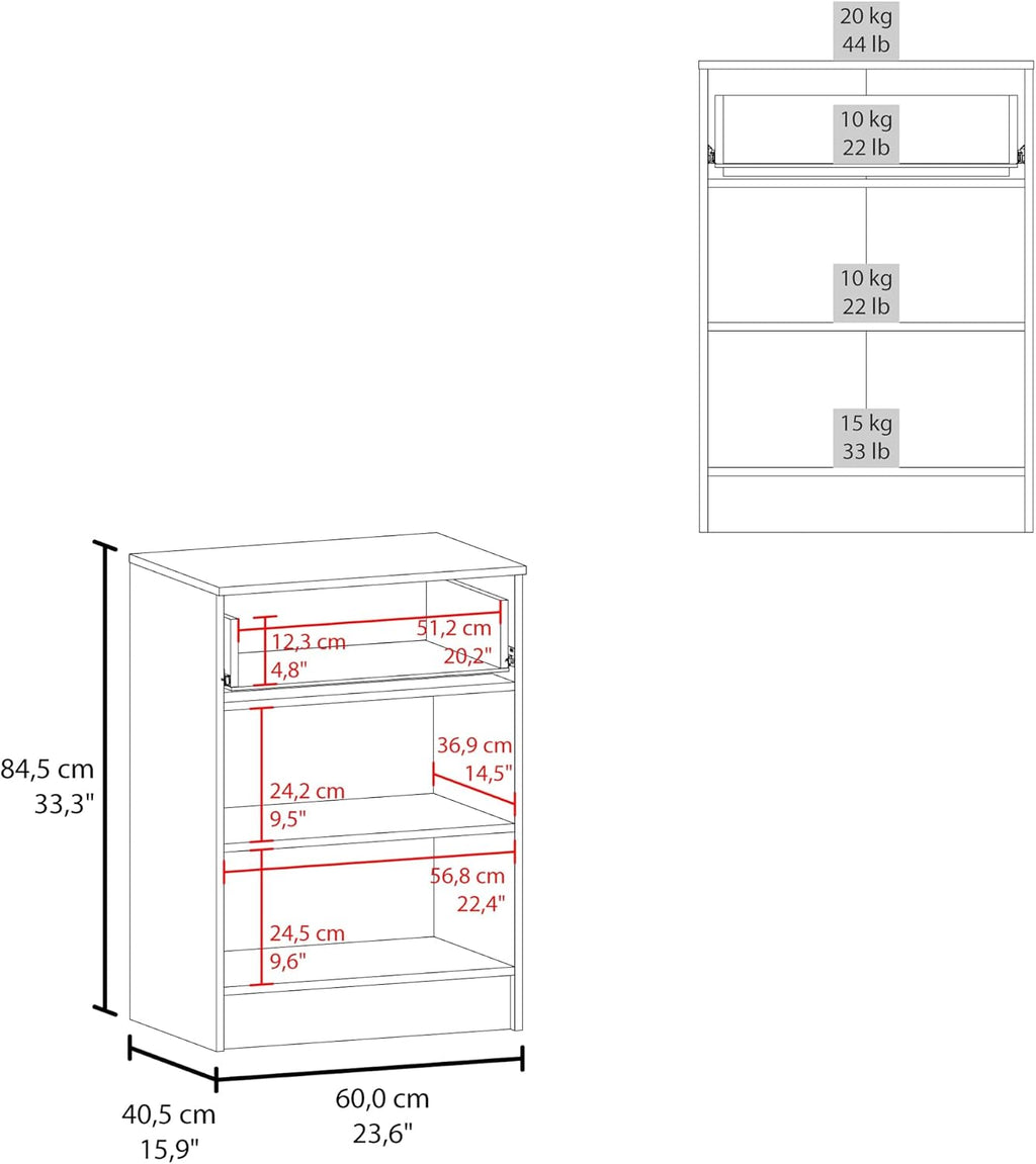 DEPOT E-SHOP 24" Barbados Pantry Cabinet 33" H with Top Drawer, Double Doors and Interior Shelves, Dark Walnut – Tall Kitchen Storage & Pantry Organization