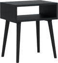 NTC Solid Oak Zoe Nightstand, Mid Century Modern Side Table Bedroom, Bedside Furniture, Night Stand, End Table, Easy Assembly - Burnt Black