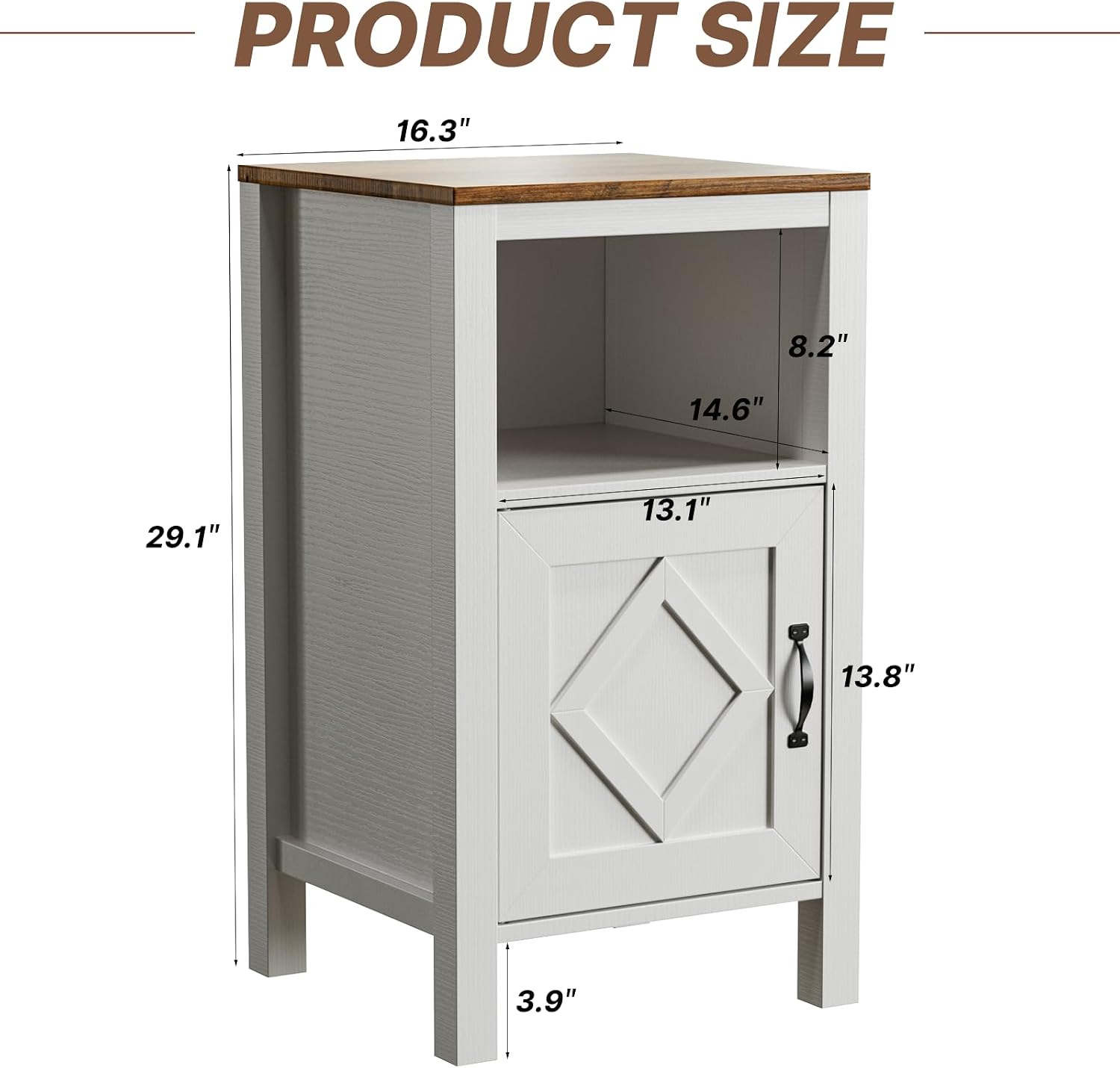 BVIUNTWO Set of 2 Modern White Side Tables with Cabinet & Open Department, Sofa End Table for Living Room, Nightstand for Bedroom