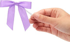 Bright Creations 100 Pack Purple Twist Tie Bows for Treat Bags, 3" Small Satin Ribbons for Craft Decoration, Gift Wrap, Themed Party Favors, Baked Goods - Purple Bow