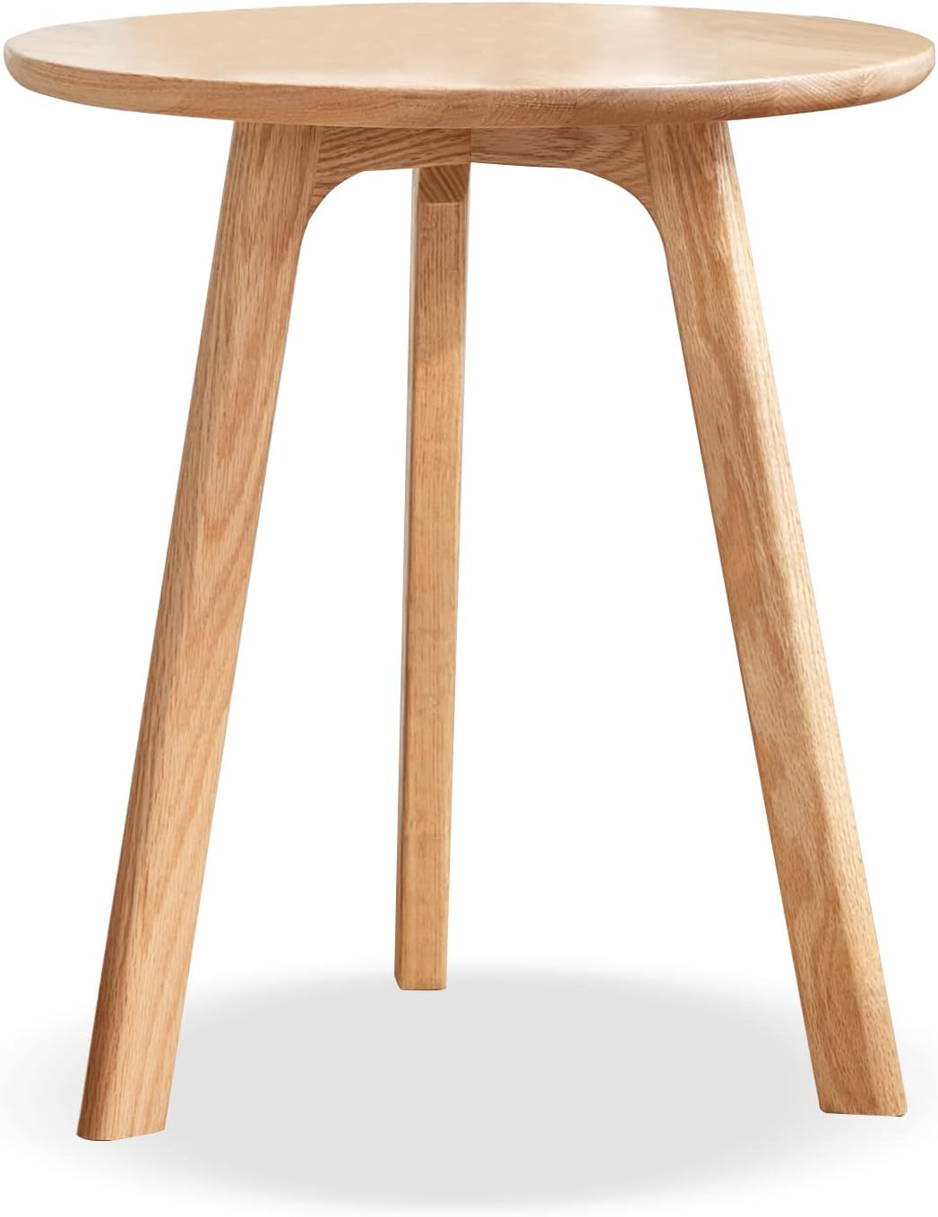 Round End Table for Living Room Coffee Side Table, Durable All Natural Solid Oak Wood Side Table for Living Room, Bedroom, Balcony, Easy to Maintain (Natural)