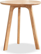 Solid Oak Wood Small Round Nightstand Side Table for Living Room, Rustic Farmhouse Bedside Table Night Stand Side End Table with 3 Legs for Small Spaces Bedroom Living Room (Natural)