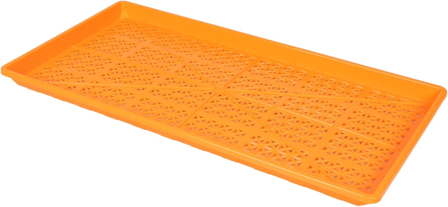 SUNPACK 10" x 20" Heavy Duty Mesh Plastic Seed Starting Tray, Orange, 1" (Pack of 10) - Ensures Water Drainage and Aeration, Perfect for Greenhouses or Indoor Gardening