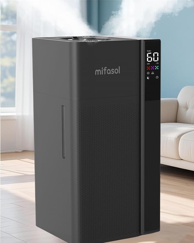 Mifasol Humidifier Large Room Warm and Cool Mist, 5.3Gal/20L Humidifiers for Home 1500 sq ft, Double Nozzles Whole House Humidifier, Humidifiers for Bedroom Plants Office Commercial Large Areas, Black
