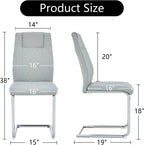 cinkehome Modern Dining Chairs Set of 4 with Metal Legs, High Back Upholstered Armless Side Chair for Kitchen, Dining Room, Faux Leather