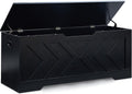 47.2” Storage Bench,Extra Large Wooden Storage Chest with 2 Safety Hinges,entryway Bench,Blanket Storage,Shoe Storage Bench for Entryway,Bedroom,Living Room,Easy Assembly-Black