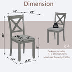 Ball & Cast Wood Frame Dining Chairs Set of 4, Modern Linen Upholstered Kitchen-Chairs with Padded Seat, 330lb Heavy Duty X-Backrest Side Chair for Dining Living Room, Easy Assembly, Gray