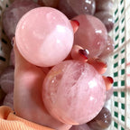 6-7CM/2.36-2.76inch Natural Crystal Ball Rose Quartz Sphere Polished Divination Ball Decorative Sphere Healing Crystals Ball Stone Crafts Home Decor Ornament Gifts(Pink Crystal, 60-70mm)