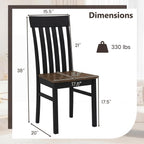 GIANTEX Wooden Dining Chairs Set of 4, Hollowed Backrest & Rubber Wood Seat | Farmhouse Kitchen Chair for Casual Dining, Rustic Wood Side Chairs for Home Living Room Restaurant, Black & Walnut