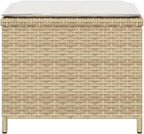Weather Resistant Synthetic Rattan Patio Stool Set of 4 in Beige and Cream White, Compact Square Design 15.7x15.7x13.8 Inches for Outdoor Seating