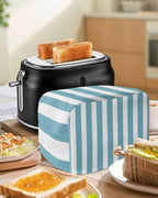 Toaster Cover 4 Slice Cyan Blue Stripes Toaster Oven Cover with Pockets Vertical Striped Dustproof Bakeware Protector Small Kitchen Appliance Dust Covers and Fingerprint Protection for Women