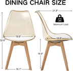 Dining Chairs Set of 4, Acrylic Mid Century Chairs, Light Brown | Clear Acrylic Backrest With Soft Padded Seat, Sturdy Wooden Legs. Ideal For Kitchen And Living Room