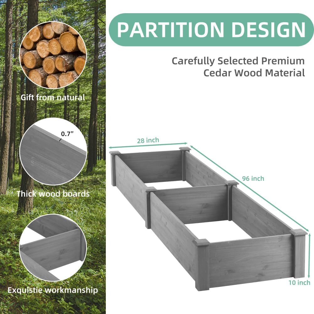 Durable Outdoor Storage Cabinet with Weather-Resistant Metal Top and Wooden Frame for Patio, Yard, Garage or Garden Use (96" Raised Garden Bed)