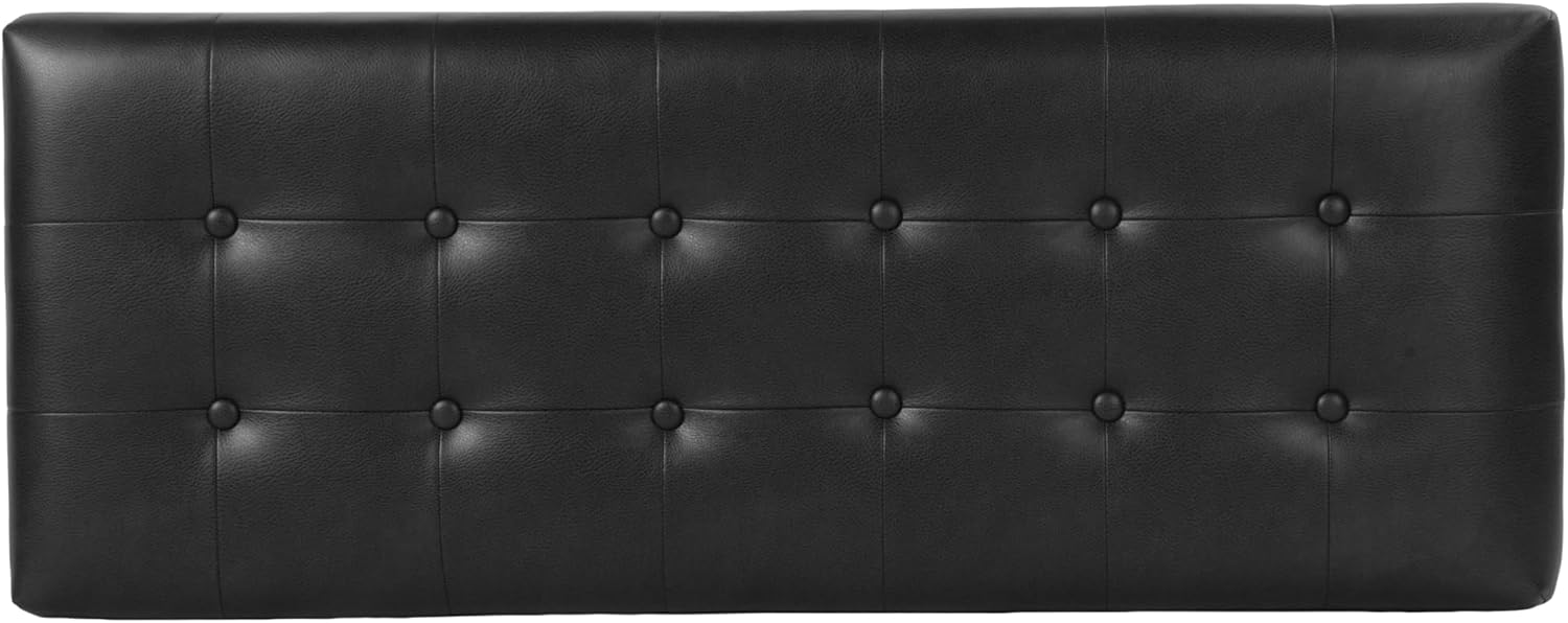 Spatial Order 46" Tufted Storage Bench - Black Faux Leather