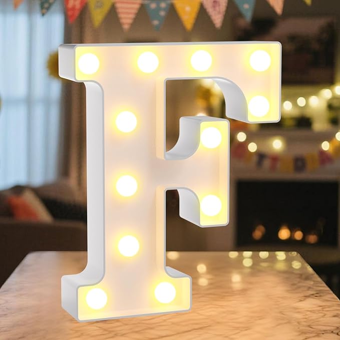 LED Marquee Light Up Letters Sign - Lighted Letters Alphabet for Birthday, Graduation, Bar Wall & Table Party Decor, Wedding Anniversary and Christmas Decorations, Letter F