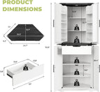 Dripex 71" White Corner Pantry Cabinet, Farmhouse Tall Storage Cabinet with Doors, Adjustable Shelves & LED Light, Kitchen Food Cabinet for Living/Dining Room