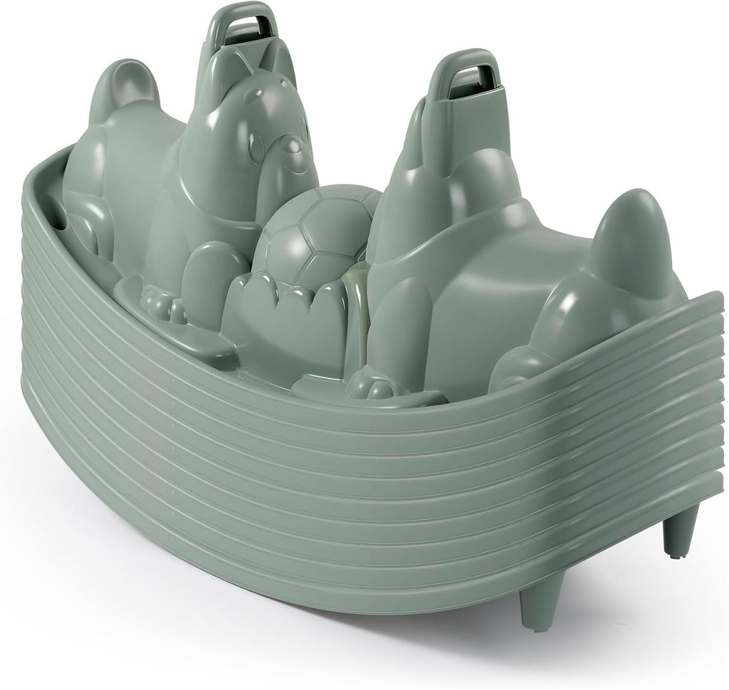 Smoby Life - Swing dogs - 2 ergonomic seats, 1 middle seat, 2 handles - Recycled material - From 18 months - Made in France