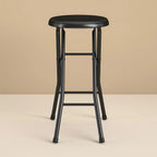 Folding Stool, Metal Frame Indoor Outdoor Portable Seat with Non-Slip Feet, Black