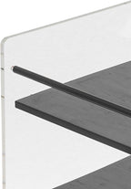 Acrylic End Table with Wheels, 3-Tier Clear Sofa Side Table, Modern Coffee Table with Shelf, Rolling Storage Acrylic Cart Home Decor Nightstand for Living Room Bedroom (Black)