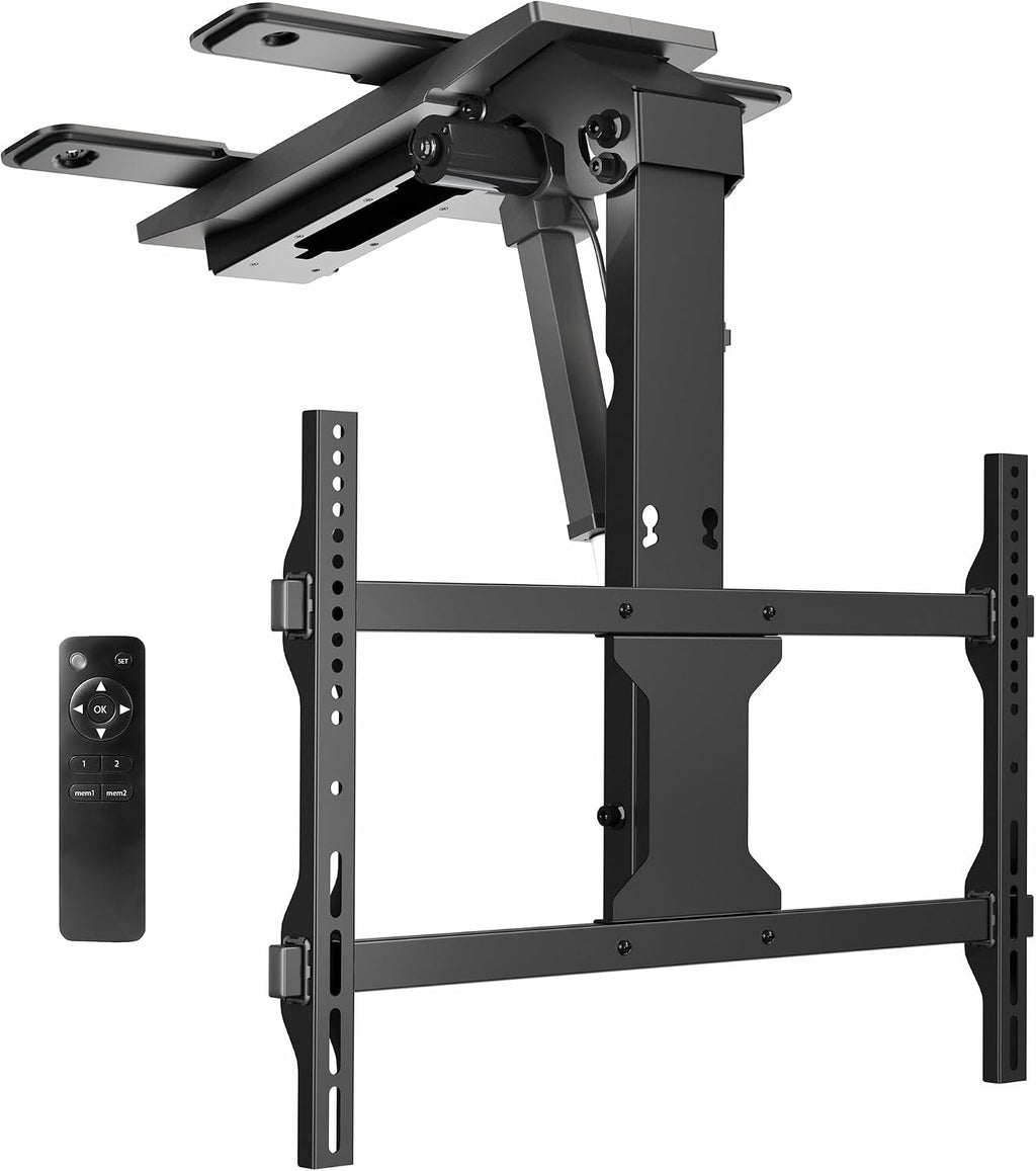 VIVO Black Electric Ceiling TV Mount for 37 to 70 in Screens, MOUNT-E-FD75C | Large Motorized Flip Down TV Mount, Pitched Roof VESA Mount, Heavy Duty Steel, App and Voice Control, Holds 99 lbs