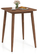 COSTWAY 36 Inch Counter Height Dining Table, Solid Rubber Wood Farmhouse Kitchen Table with Sturdy Pedestal Base, Walnut Finish