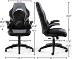 STAPLES Emerge Vortex Gaming Chair, Adjustable Height, Swivel Black | Racing-style design with sturdy swivel base, ideal for gaming or office desk setups.
