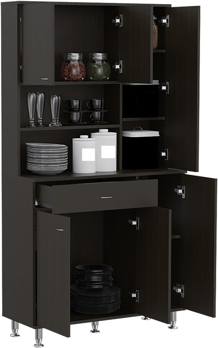 90 Kitchen Pantry, One Drawer, Multiple Cabinets, Two Open Shelves,for use in Restaurants